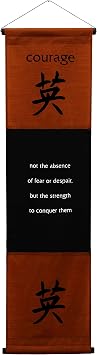 G6 Collection Inspirational Wall Decor Courage Banner Large, Inspiring Quote Wall Hanging Scroll, Affirmation Motivational Uplifting Message Decoration, Thought Saying Tapestry Courage Brown Copper