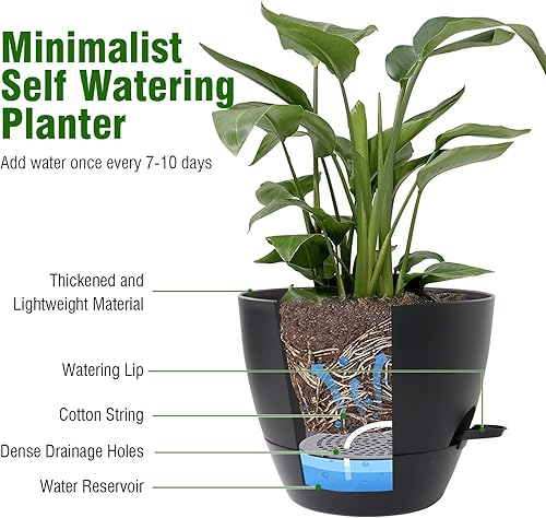 Miniatura 4 de Macetas grandes de 12 pulgadas con riego automático, macetas para plantas con múltiples agujeros de drenaje de malla para plantas de jardín y flores