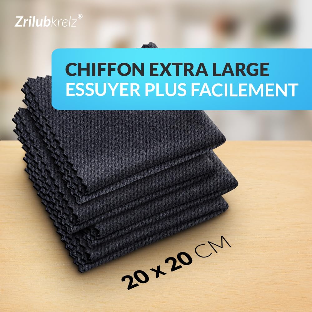 Zrilubkrelz® 8 Chiffons lunettes 20x20 cm – Chiffon microfibre lunettes – Chamoisine lunettes – Extra doux