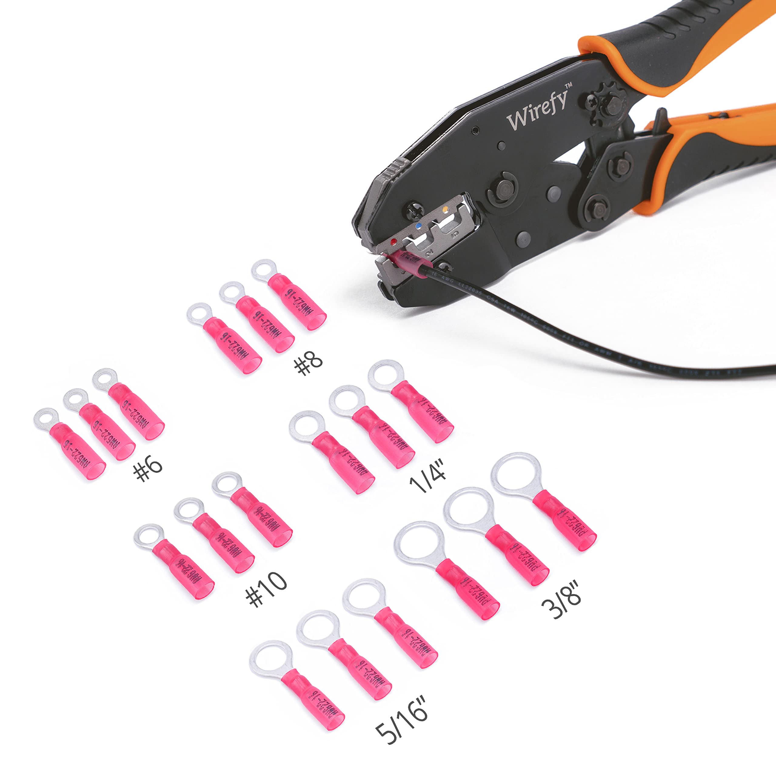 Wirefy 150 Piezas de Terminales Redondos M3,5 - Kit de Conectores Termorretráctiles para Automoción - 0,5-1,5 mm²
