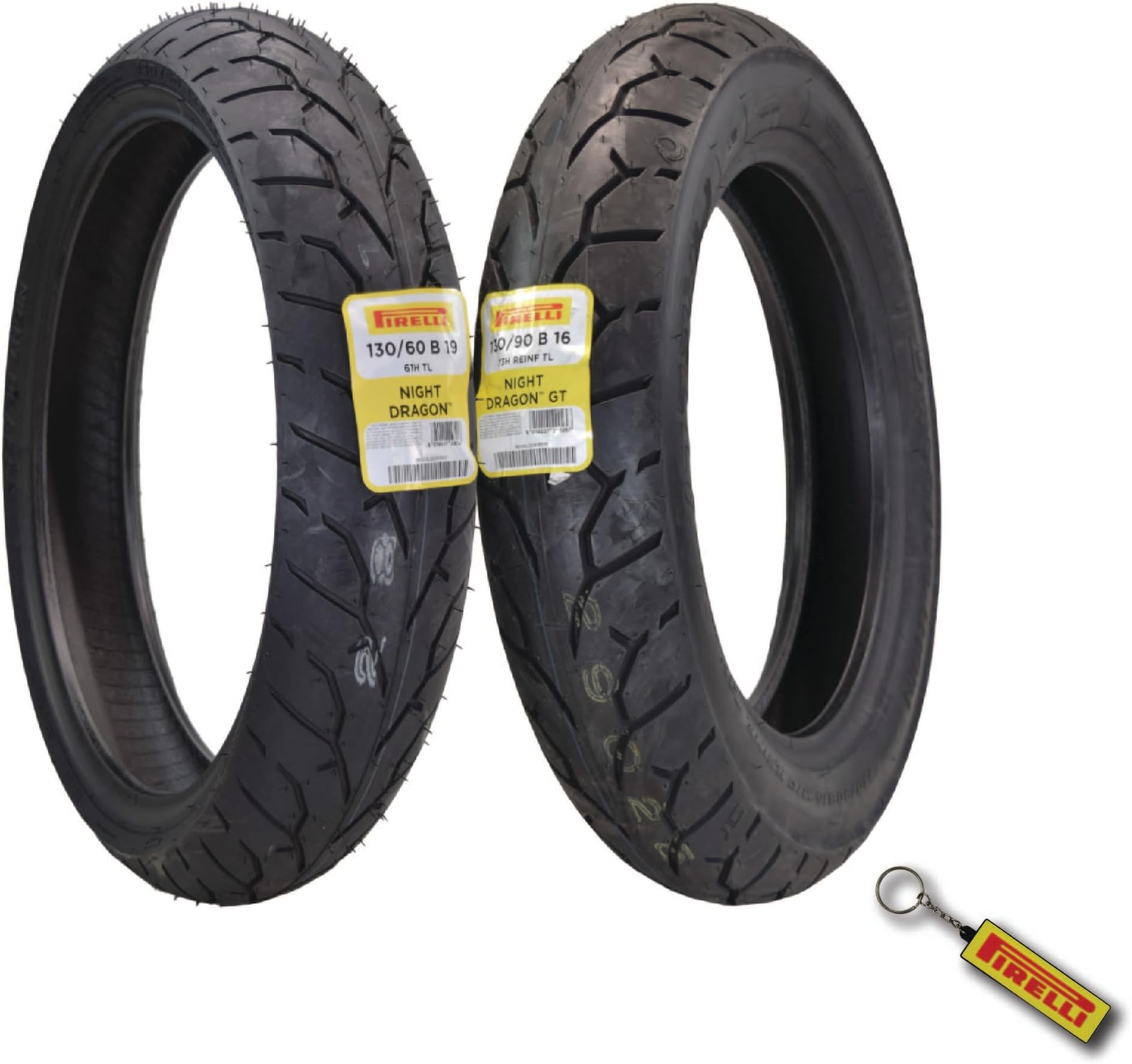 Pirelli Night Dragon 130/60B19 M/C 61H REINFTL Cruiser Motorcycle Front Tire - Superior Traction & Handling for High-Performance Cruisers w/Keychain (130/60B19 130/90B16)