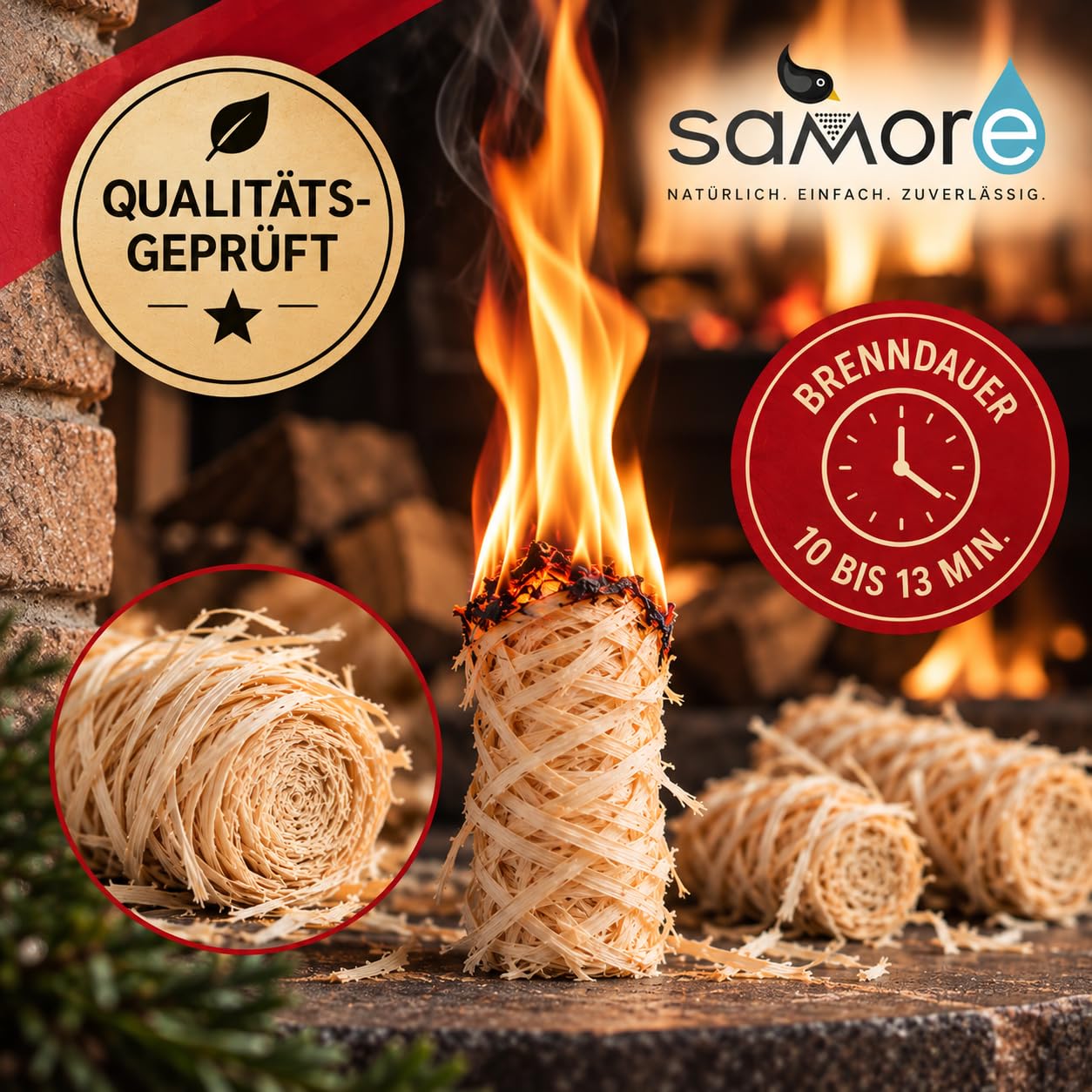 Samore Bio-Kaminanzünder und Öko-Grillanzünder aus Holzwolle, pflanzliches Wachs, Kohleanzünder | Wachsanzünder | Anzündwolle | Anzündhilfe ohne Rückstände (20,0 kg (ca. 1600 Anzünder)