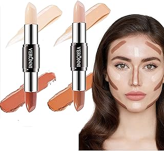 Contour Stick, Contour Concealer, 4 Colors Face Concealer Pen, Make up Concealer contouring Stick, Face Highlighters Sticks, Double Head Body Face Brightens & Shades Make Up Foundation Cream Pen