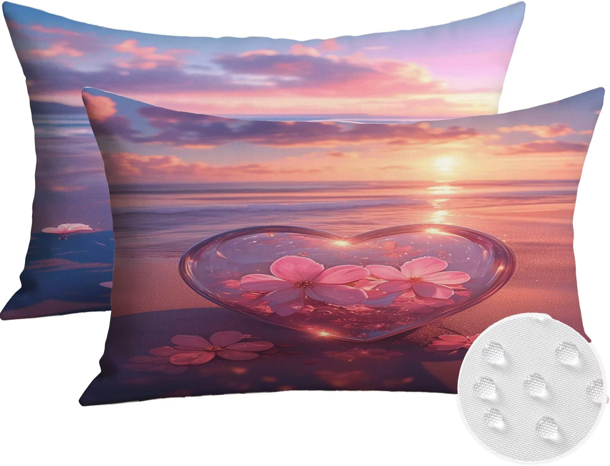 Générique Housse Coussin Exterieur Impermeable 30x50cm Plage Décoratif Taie d'oreiller Decoration Amour Housse de Coussin Exterieur Impermeable pour Salon de Jardin Lot 2. T-4305
