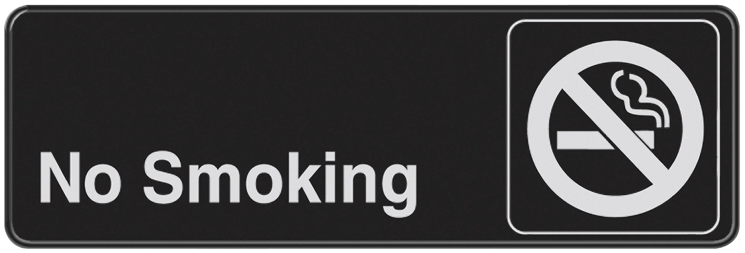 Hillman 841752 No Smoking Visual Impact Self Adhesive Sign, Black and White Plastic, 3x9 Inches 1-Sign