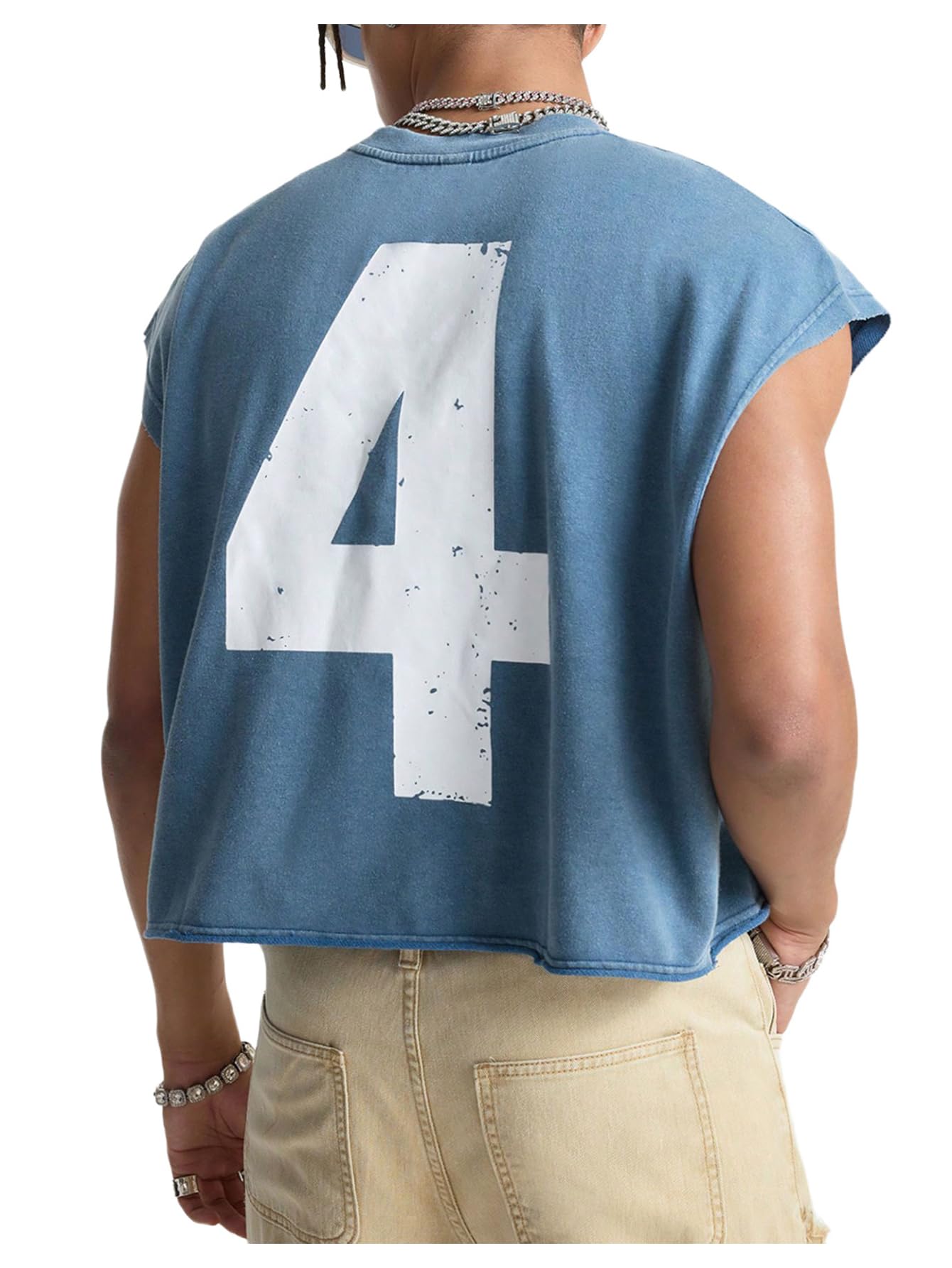 RoseSeek Men's Number Graphic Short Cap Sleeve Tank Tops Summer Crew Neck Baggy Workout Muscle T-Shirts