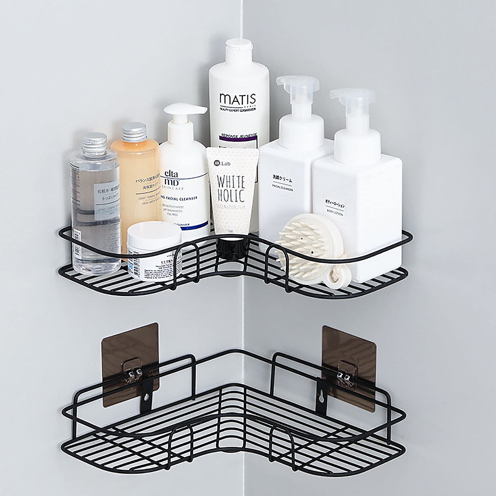Estantes de baño exquisitos Estante de Esquina de Ducha Baño Autoadhesivo Sin perforación Montado en la Pared Caddy de Ducha Almacenamiento para baño Cocina