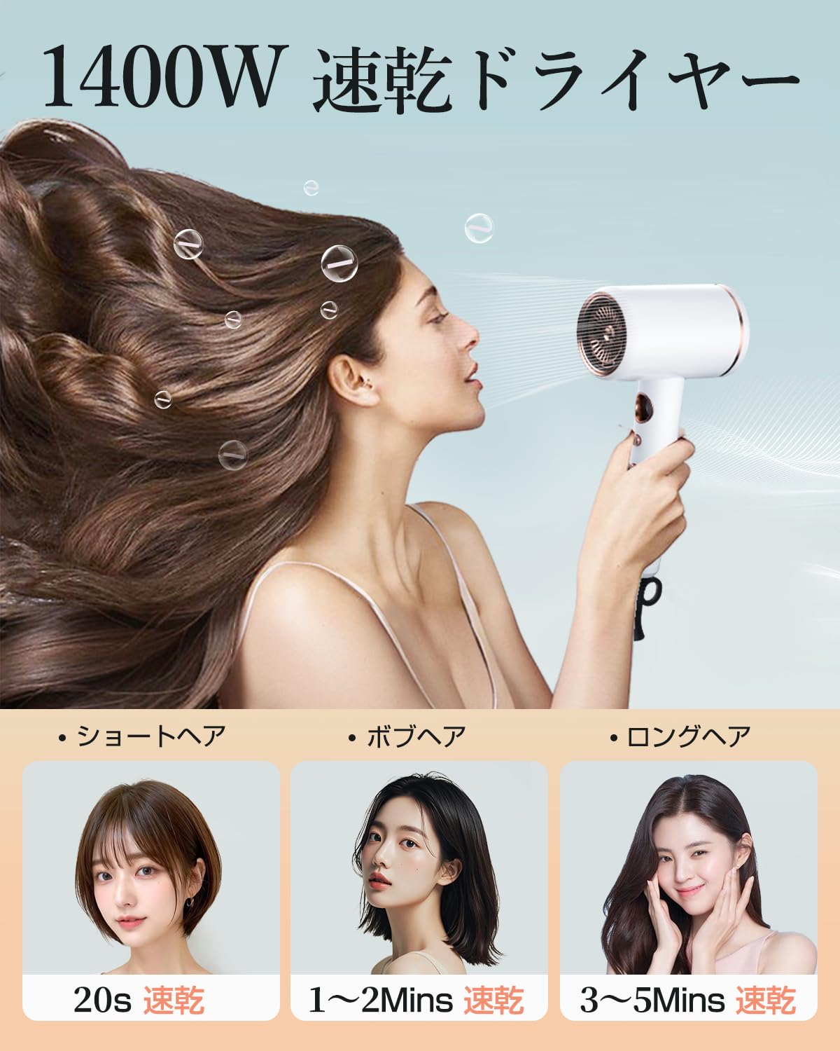 Amazon | RUNCTY ドライヤー 大風量 ヘアドライヤー 速乾 【新設計 2