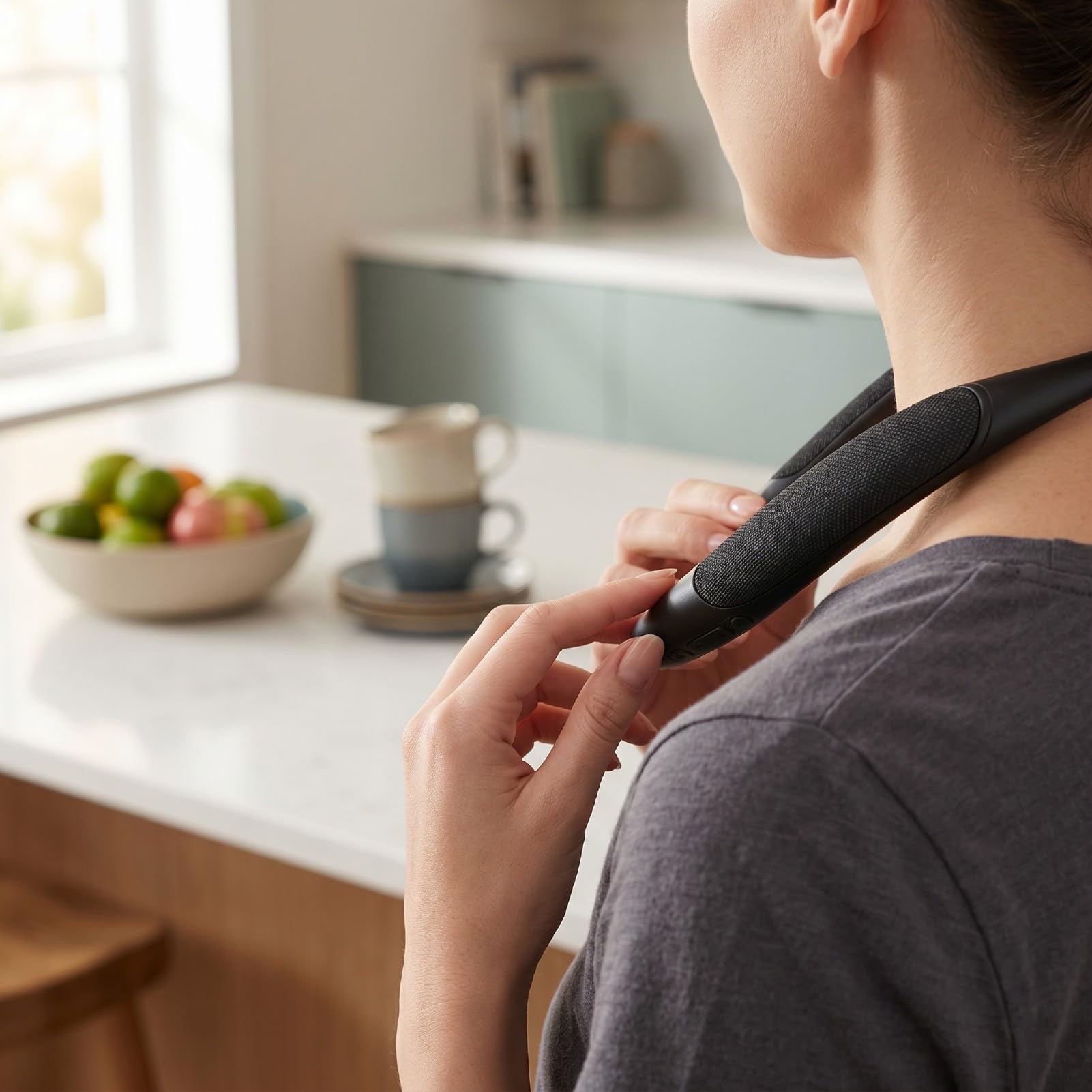 Altoparlante Wireless con Archetto da Collo, Stereo Portatile Impermeabile per attività Sportive All'aperto, Tessuto Leggero