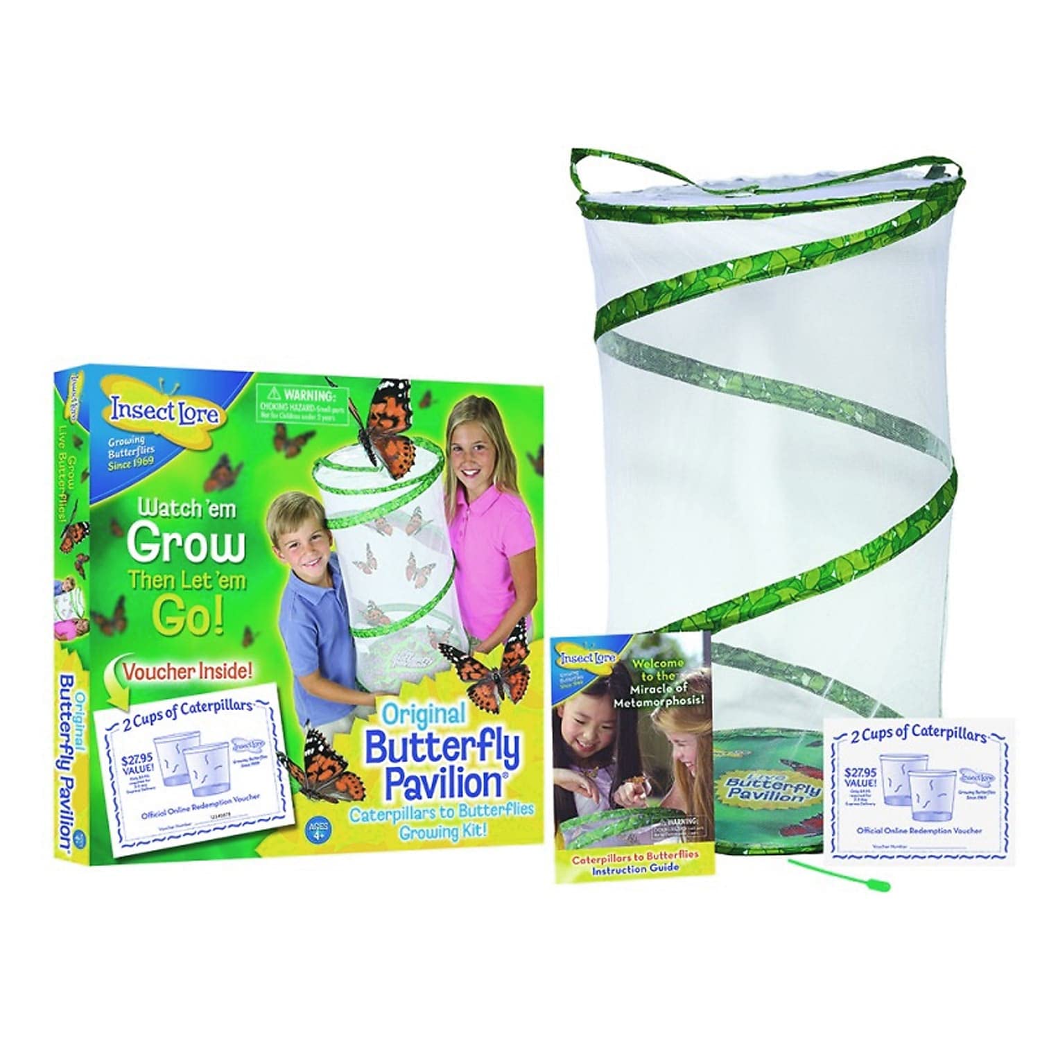 Insect Lore Butterfly Garden | Pavilion 24" with Voucher | 2ft Tall Habitat & STEM Journal | Redeem Voucher for 5 Live Baby Caterpillars | Painted Lady Butterfly Growing Kit