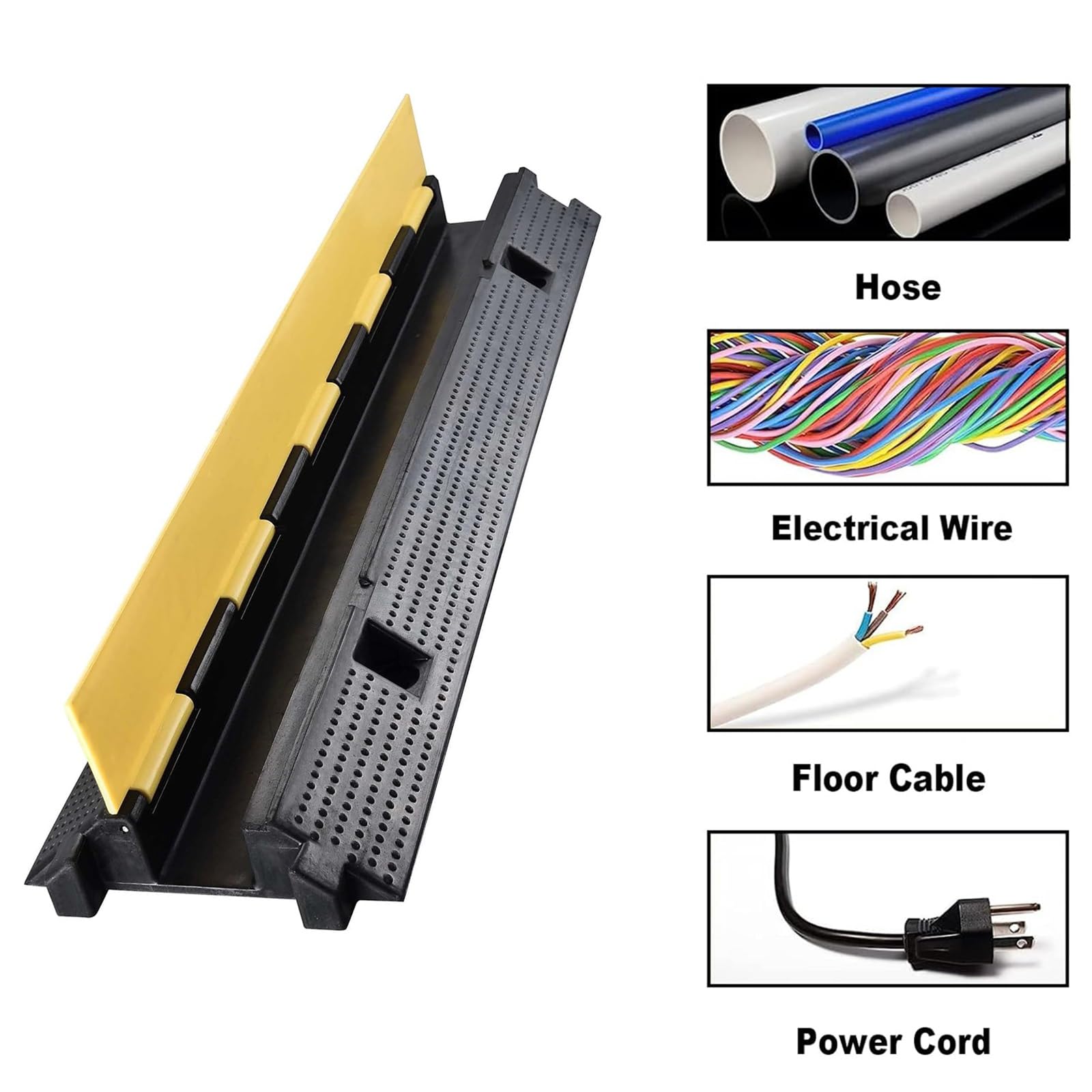 Pasacables de Suelo para Proteger Las Cables Protector de 1 Canal, Capacidad de Carga de 5000 Kg, con Cubierta Superior Abatible, para Uso en Interiores y Exteriores(100x58x12.5cm)