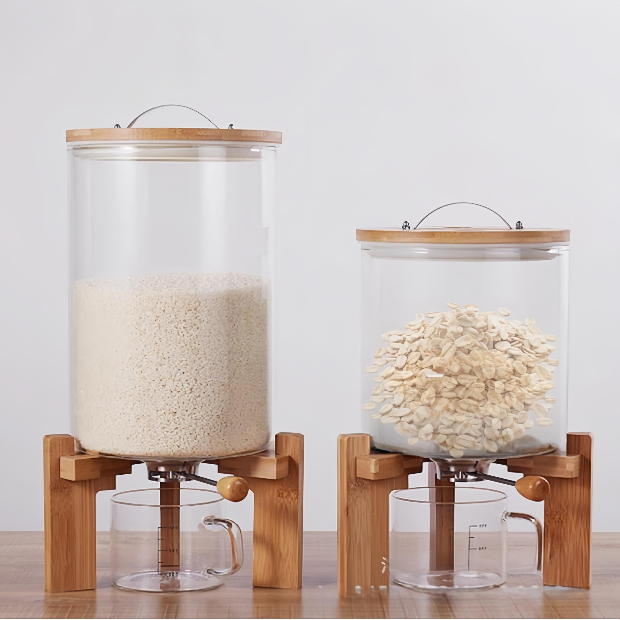 Distributeur De Riz En Plastique Transparent 5 Kg - Avec Tasse à Mesurer Détachable - Pour Riz, Céréales, Café, Légumineuses - Organisation Cuisine