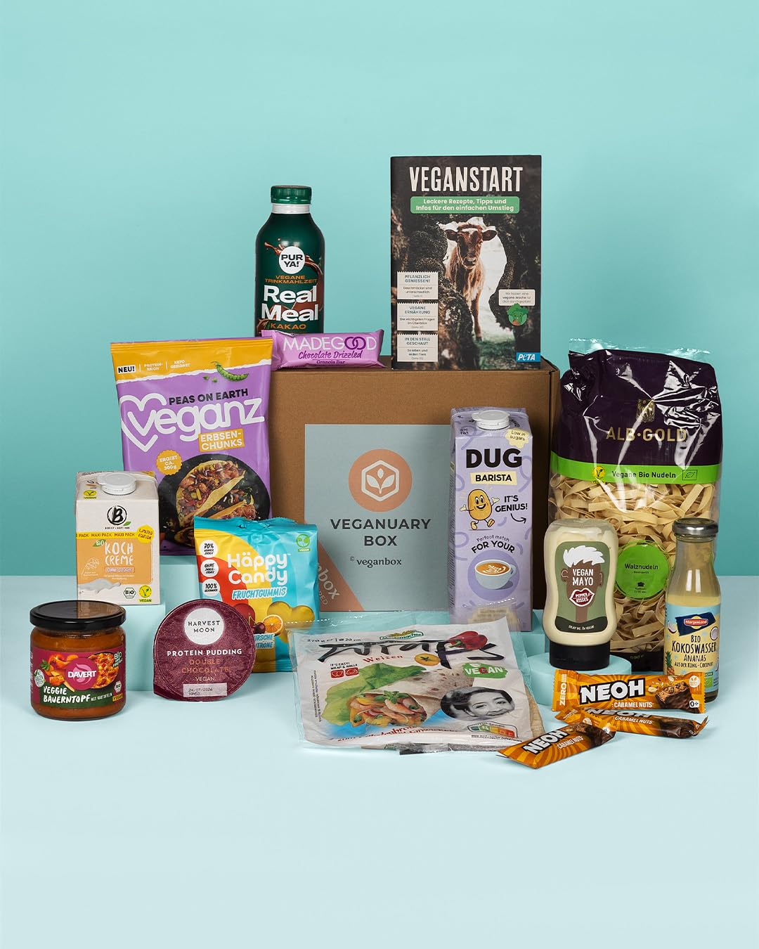 VEGAN BOX® Veganuary Box | Veganes Starter Set I Vegane Snacks & Ersatzprodukte für den veganen Einstieg und deinen perfekten Start in ein veganes Leben - Vegane Geschenkidee