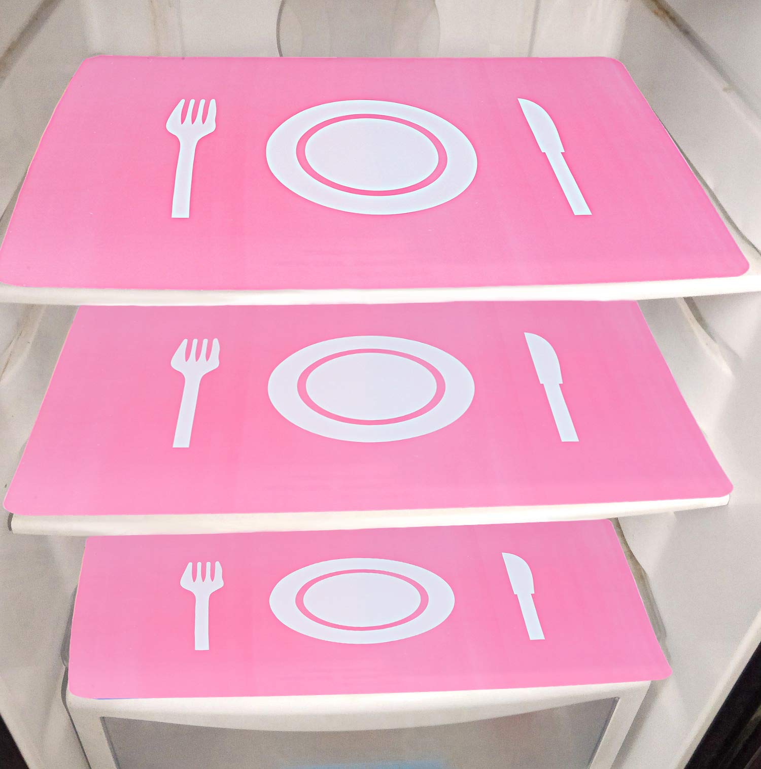 Kuber Industries Plate Design PVC 6 Pieces Refrigerator Drawer Mats (Pink)-CTKTC29875
