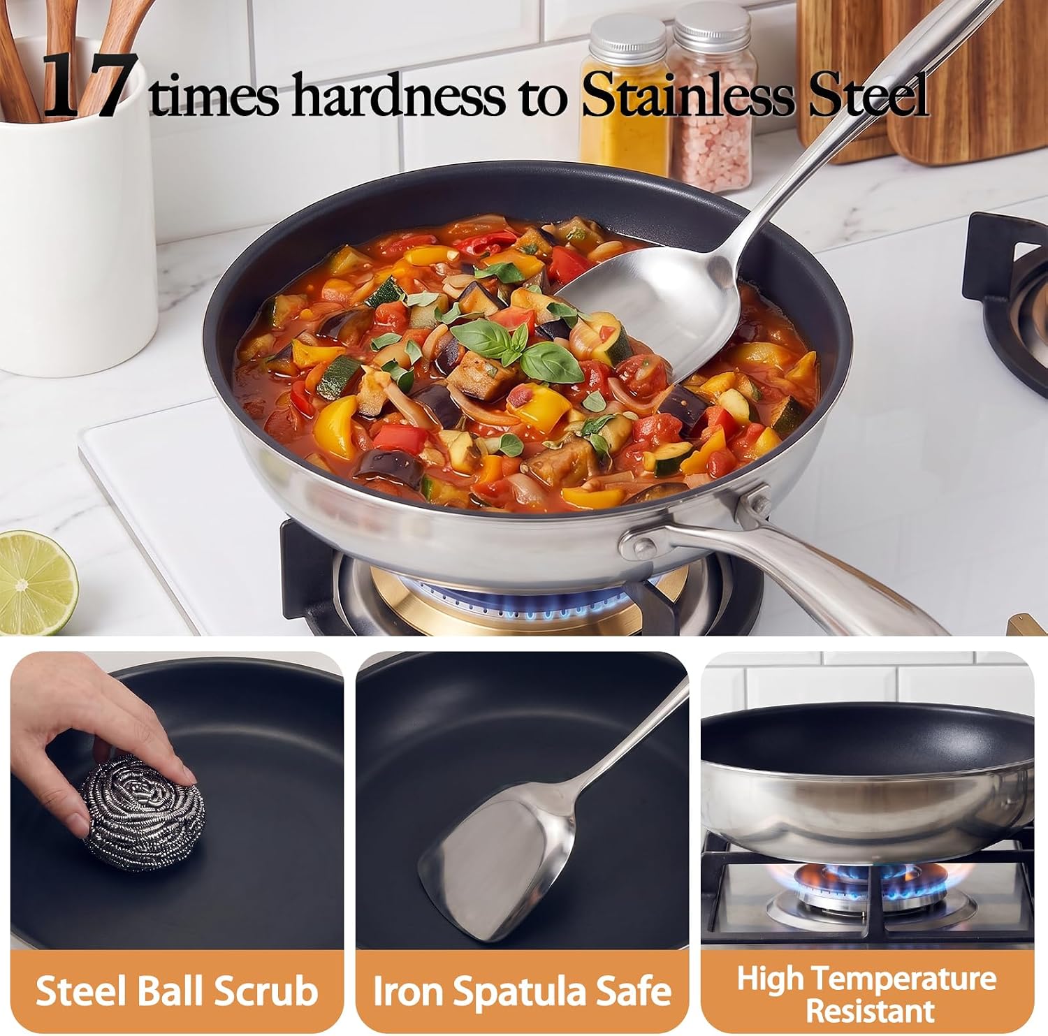 Titanium Pans for Cooking, 12" Nonstick Frying Pan, Dishwasher & Oven Safe