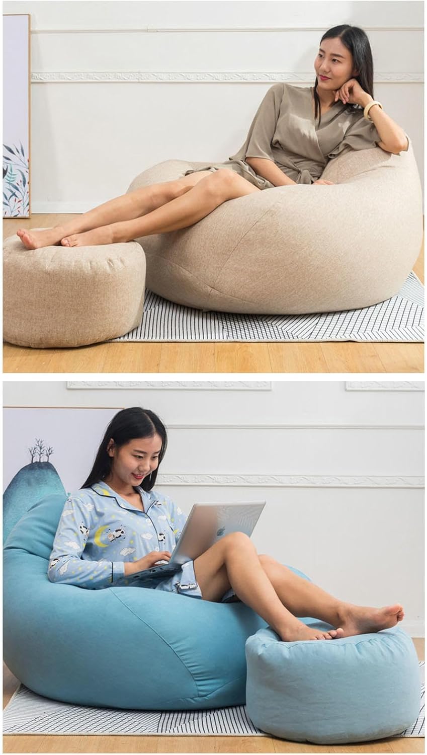 ビーンバッグチェアカバー ぬいぐるみ収納お手玉 大人用ラージビーンバッグチェアカバー（フィラーなし） 洗えるレイジーソファカバー、リ
