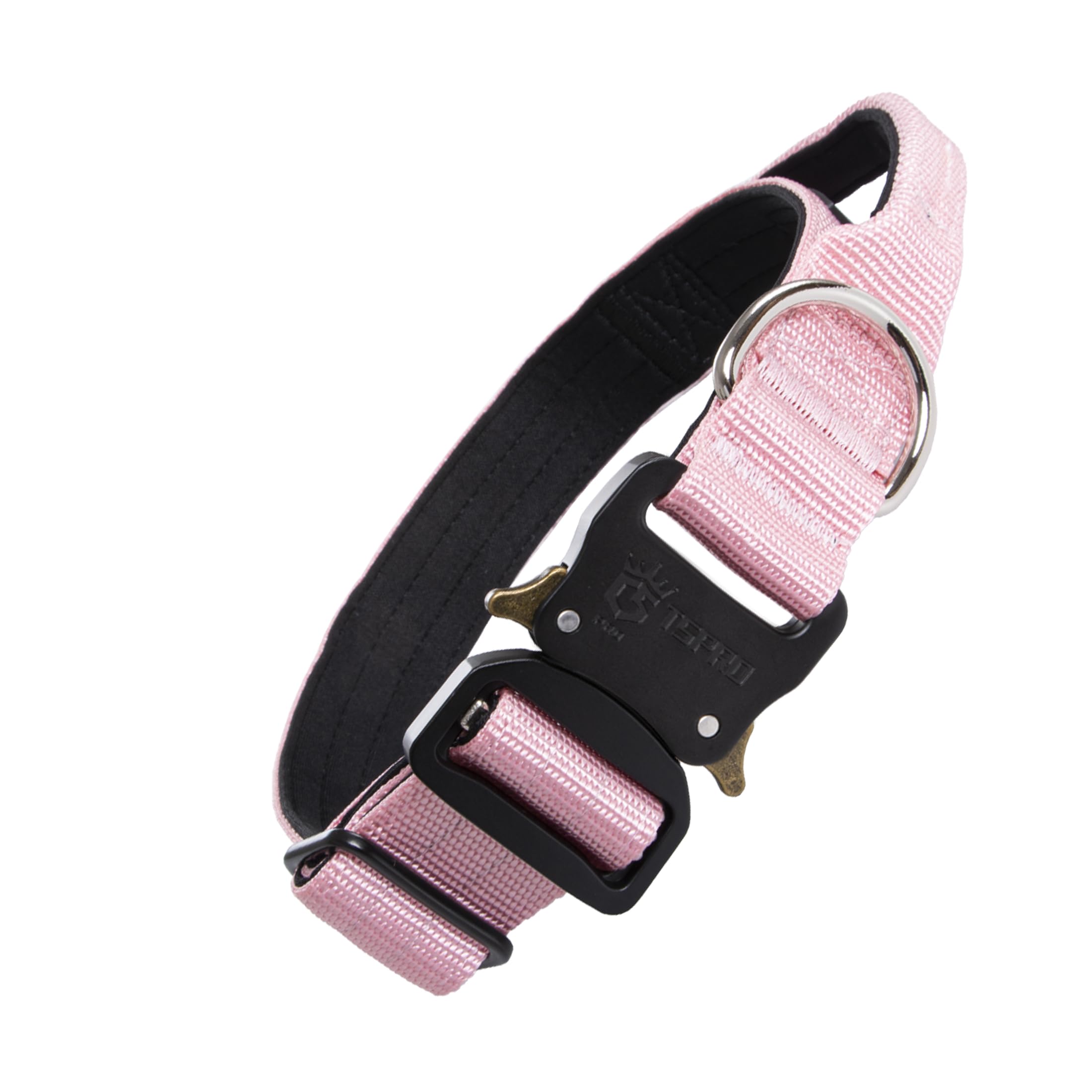 Reflektierendes Hundehalsband Mit Kontrollgriff - Strapazierfähiges Nylon, Rosa, Größe Groß Für Training & Nachtspaziergänge
