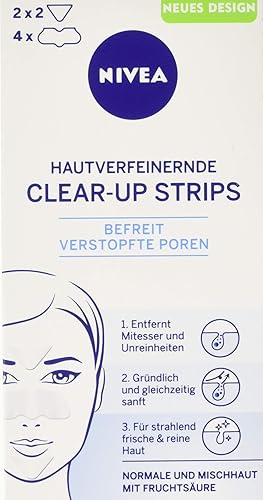 Nivea Visage Hautverfeinerndes Clear Up Strips, 6 unidades, limpieza, máscara de tratamiento de la piel, mujer