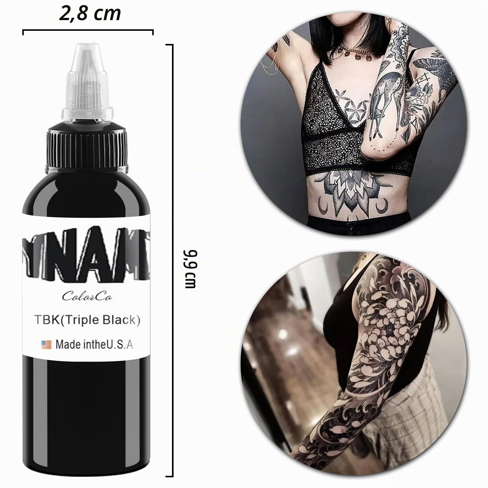 2 botellas de tinta negra pura para tatuajes, tinta negra verdadera para tatuajes humanos o piel experimental (30 ml)