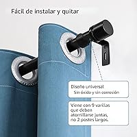 Vista 2 de Cortineros para ventanas de 16 a 144 pulgadas, longitud ajustable, 1 pulgada de diámetro, cortinero con remates de aluminio, color negro
