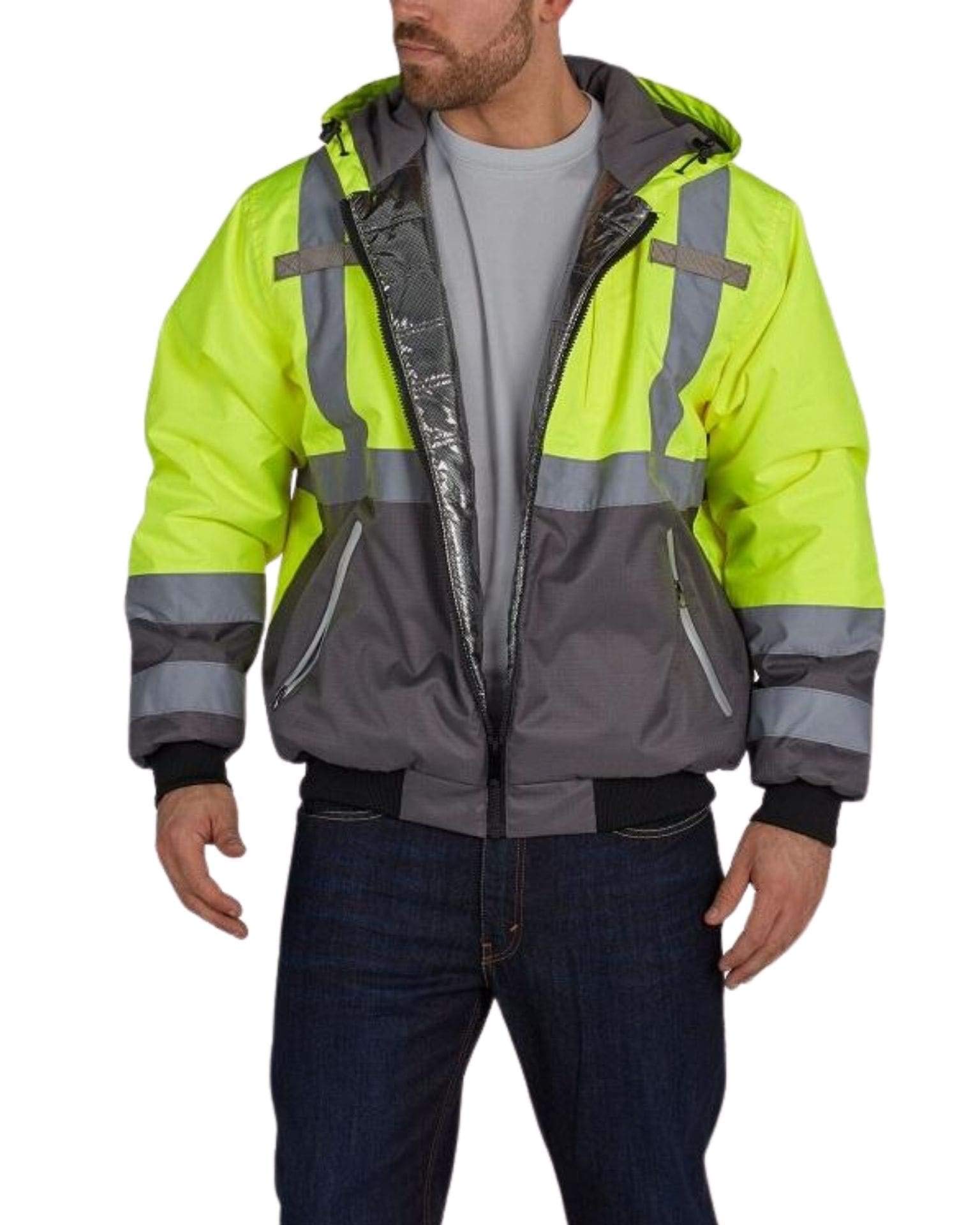Utility Pro - Men's Hi-Vis Warm Up Bomber - Reflective Safety Wear (Yellow)