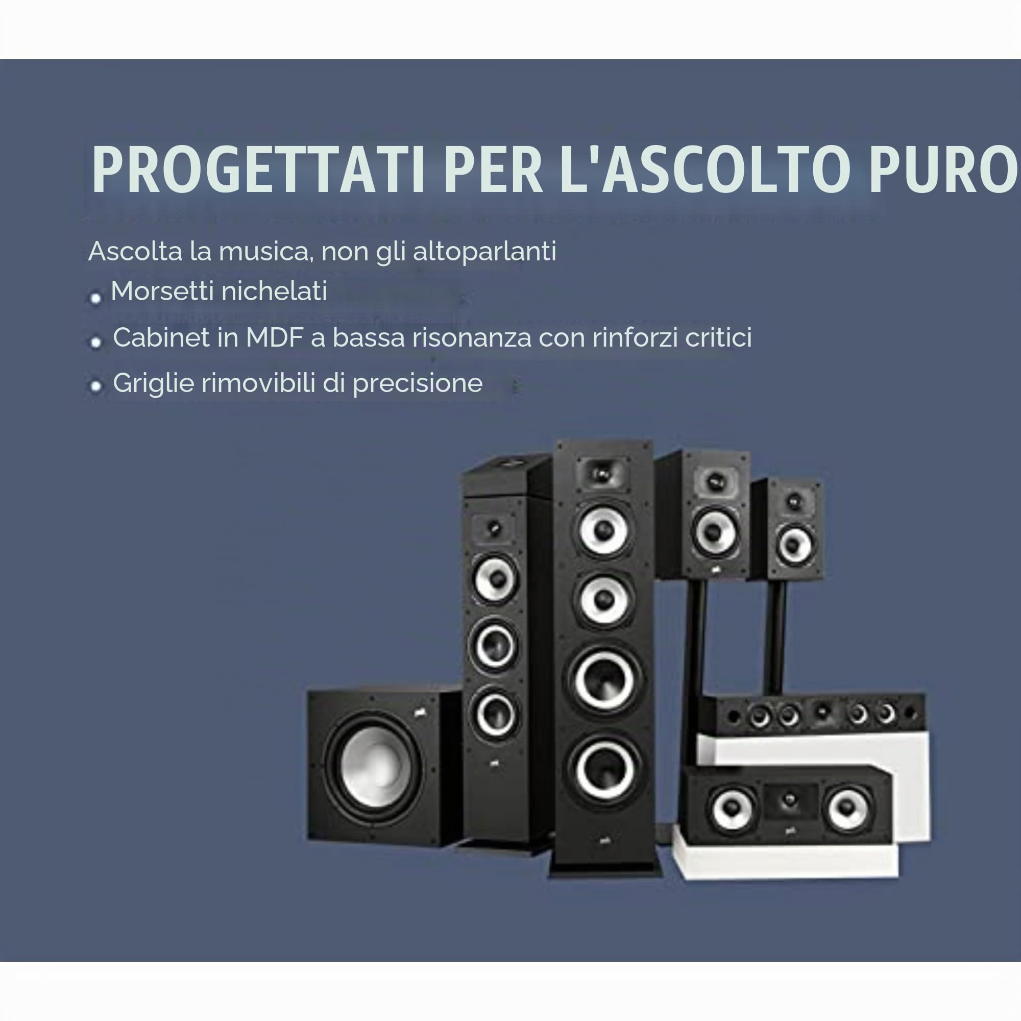 Polk Audio MXT70 - Diffusori Hi-fi per Sistema Home Cinema, ad Alta Risoluzione, Colore: Nero, 1 unità