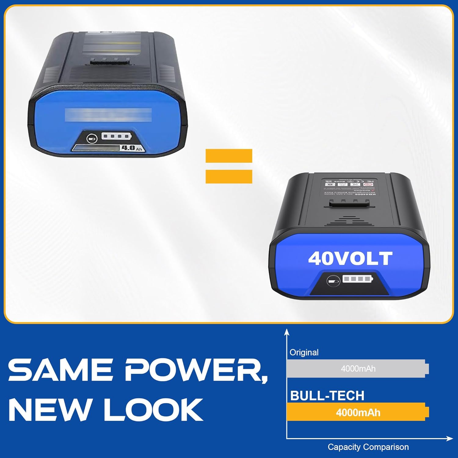 BULL-TECH 40V 4000Mah Battery Replacement for Kobalt 40V 4.0ah Rechargeable Lithium Ion Cordless Power Equipment Battery,Compatible with ALL Kobalt 40V max team Tools