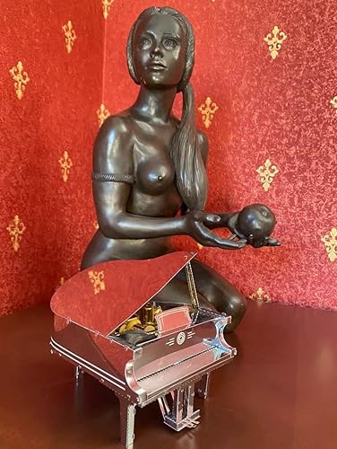 Miniatura 6 de Piano de cola, kit de modelo de metal 3D, rompecabezas 3D de piano de cola, modelo PIANOLA grande de dos colores, caja de música SANKYO con castillo