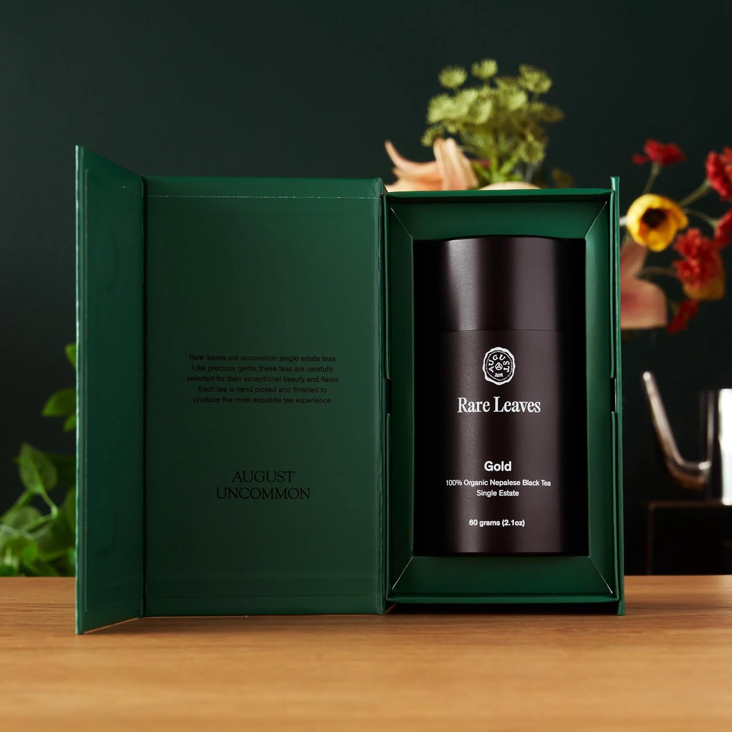 August Uncommon Rare Leaves Gold – Single Estate Nepalese Tea – Organic Loose Leaf Black Tea with Notes of Roasted Barley, Clover & Nepal Honey in an Airtight, Recyclable Aluminum Tin (2.1oz)