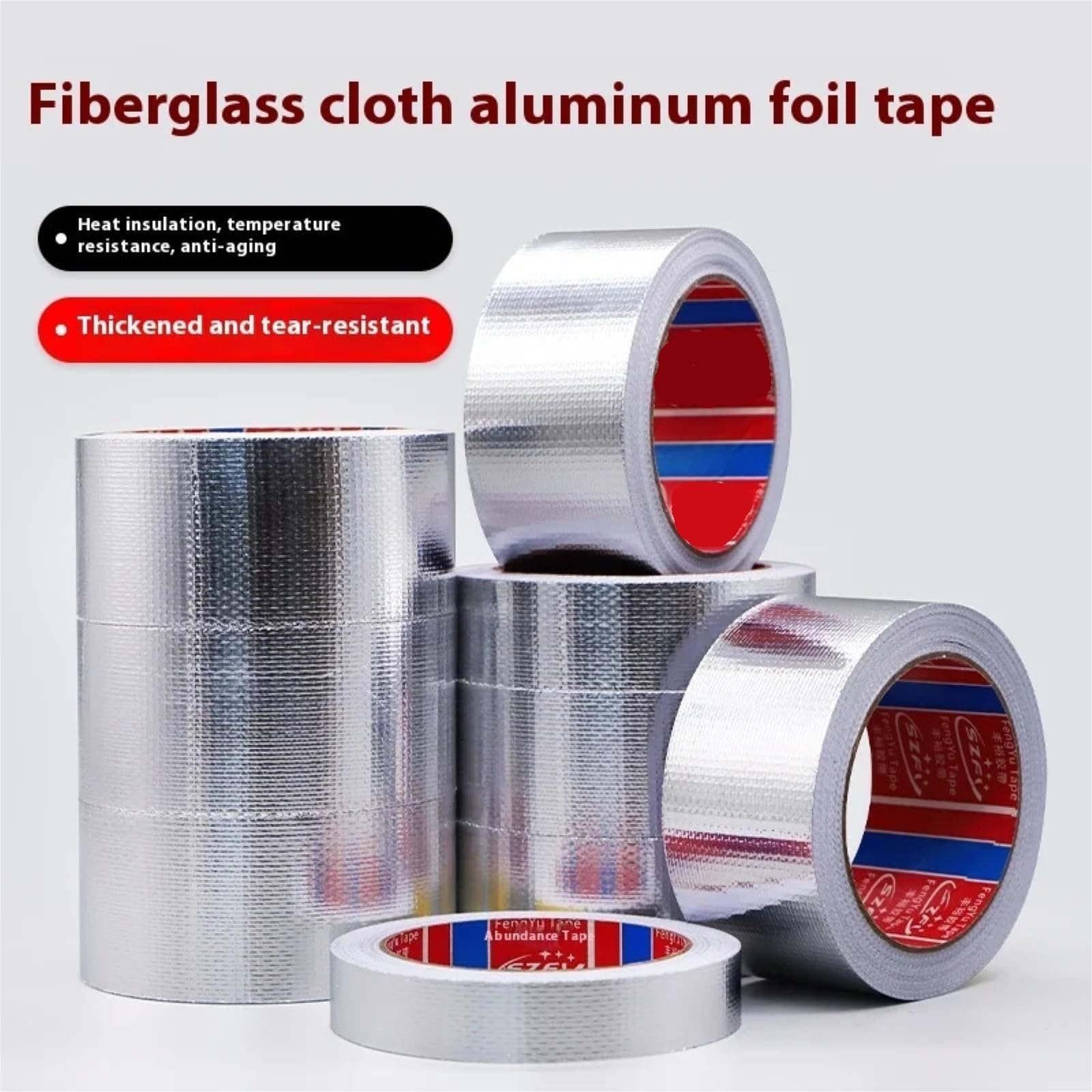 1 unidad de cinta de aluminio ignífuga - Cinta selladora de tela de fibra de vidrio resistente a altas temperaturas for techos, ventanas y vehículos recreativos(20mx0.15mmx300mm)