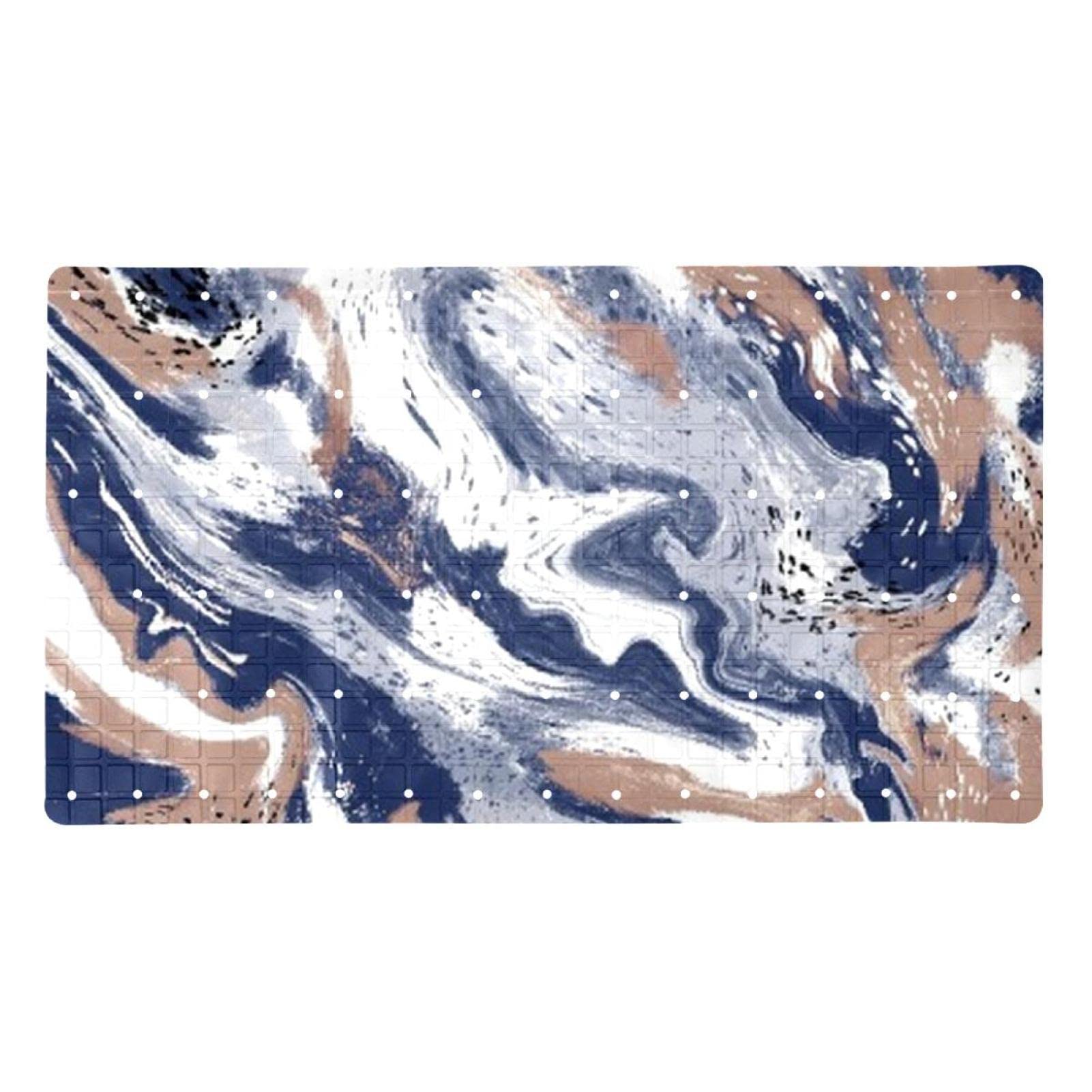 Tapis de bain antidérapant bicolore à ventouses pour douche