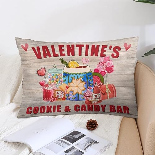 Miniatura 5 de Funda de almohada decorativa para el día de San Valentín, diseño de galletas y caramelos, funda de cojín oblonga de chocolate caliente, con cierre