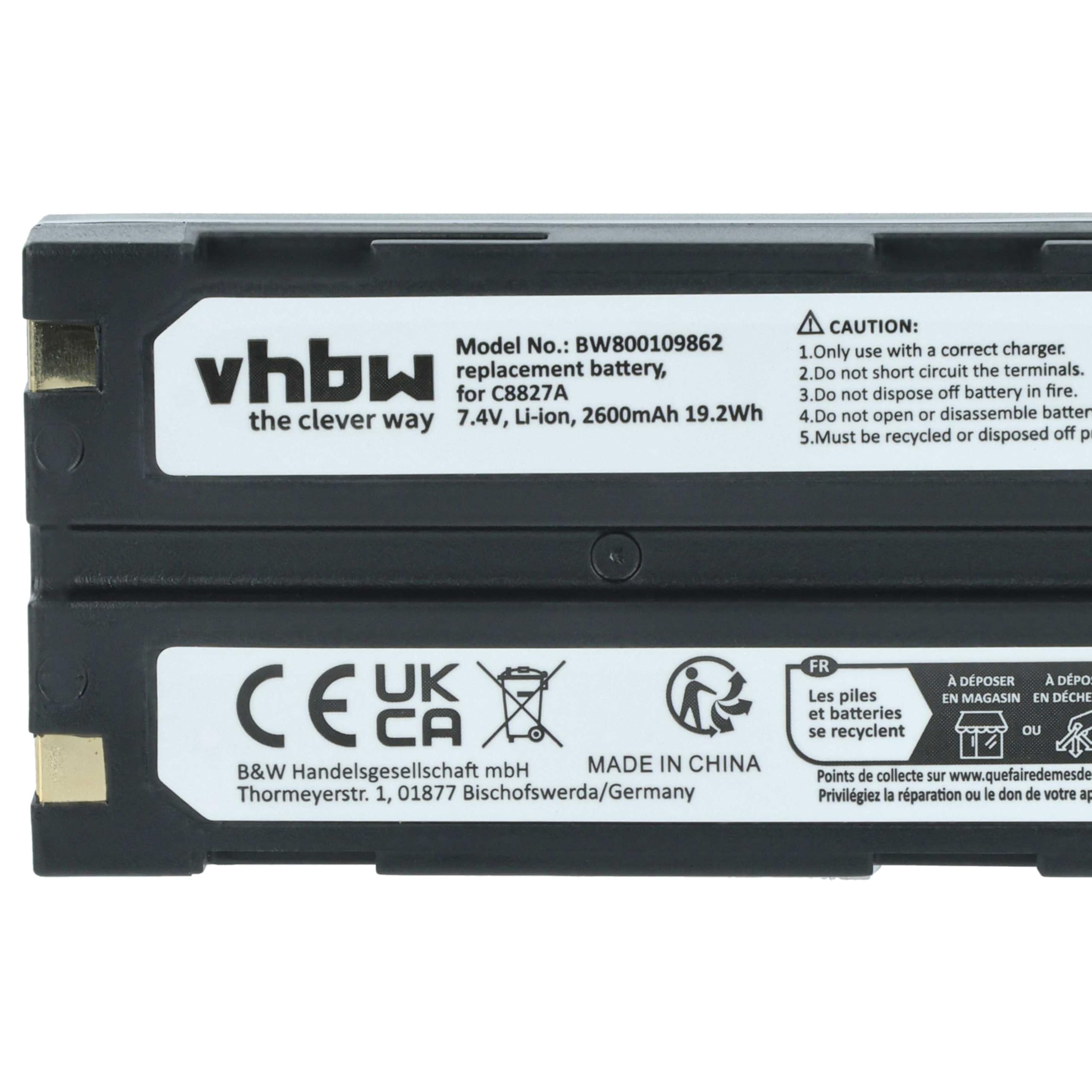 vhbw 3 x akumulator kompatybilny z Trimble 38403, 29518, 5800, 5700, 92600, 5700, 54344, 52030, 46607 (2600 mAh, 7,4 V, Li-Ion)