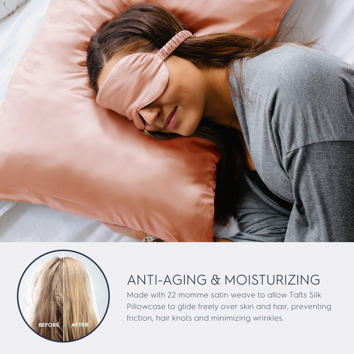 TAFTS Silk Pillowcase 22 Momme 100% Pure Mulberry Silk Pillowcase for Hair and Skin Both Sides Grade 6A Long Fiber Natural Silk Pillow Case - Image 3