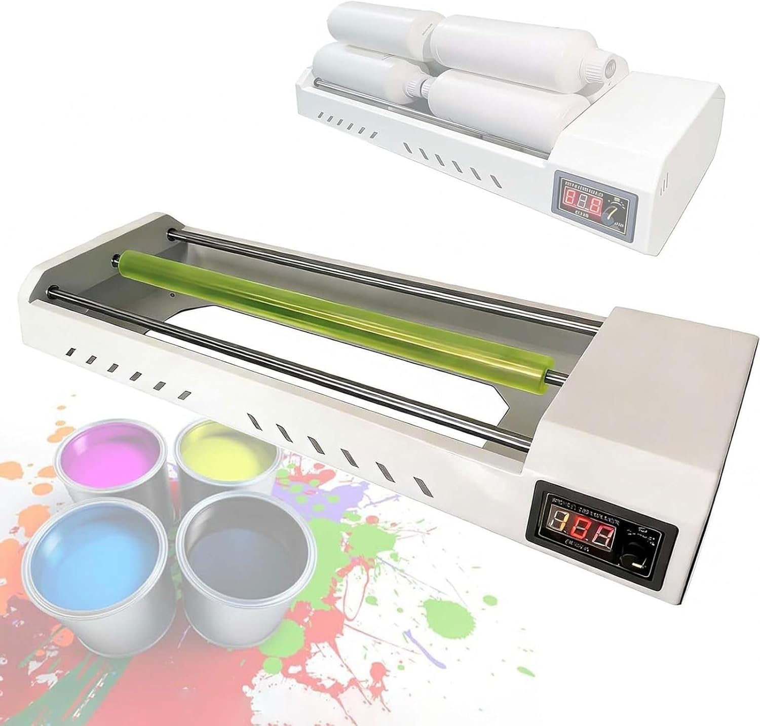 Eiwitany Electric Paint Shaker Machine - 6W Vortex Mixer for 1L Bottles, DTF Rotator Shaker, DIY Paint Mixing, Prevents Precipitation, Holds 6 Coatings