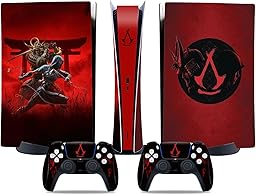 MaD Vision Extra-Durable Skin Kit for PlayStation 5 (PS5) Digital | Set of Matte Vinyl Adhesive Films for the Console and 2 Controllers - for ACS|Assassin's Creed Shadows Design