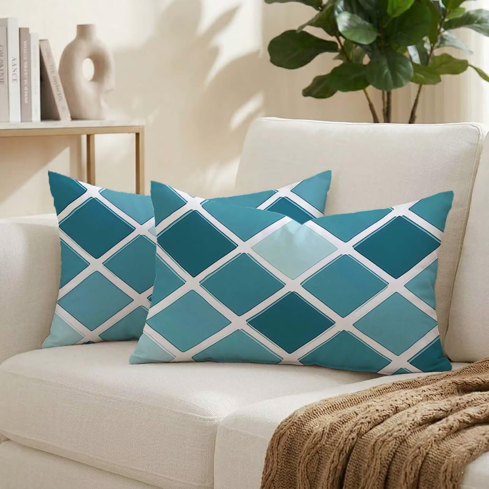 Coussin exterieur impermeable bleu anti tache pour salon