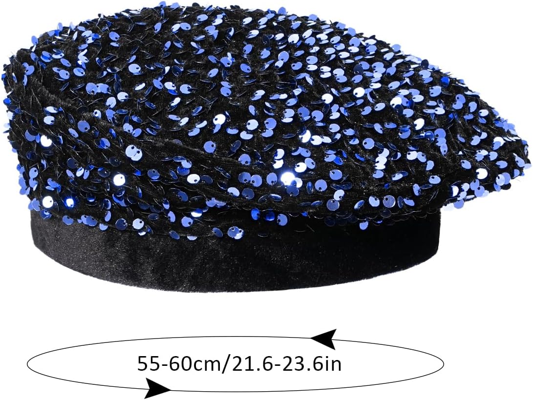 Women Bling Beret Hats Sparkly Sequin Glitter Beanie Hat - Image 7