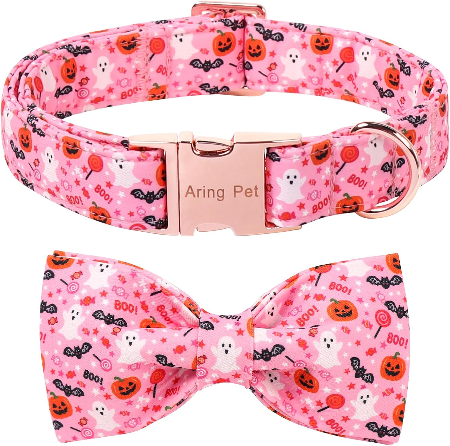 ARING PET HalloweenDog Collar with Bow for Small Medium Large Dogs-Pink L