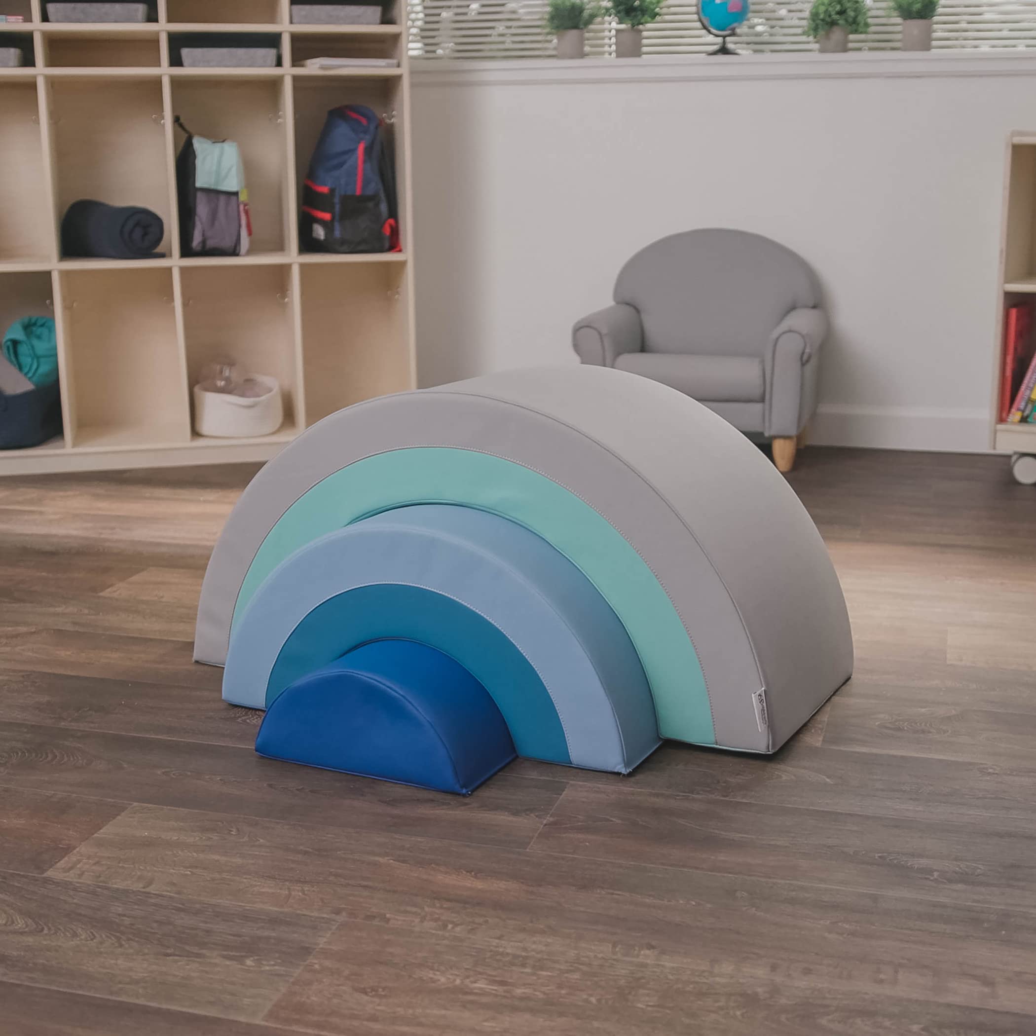 Children's Factory, CF322-230TRQ, Rainbow Arch Trio Climber, Tranquility, Baby Playground Activity, Toddler Homeschool or Preschool Soft Play Blocks