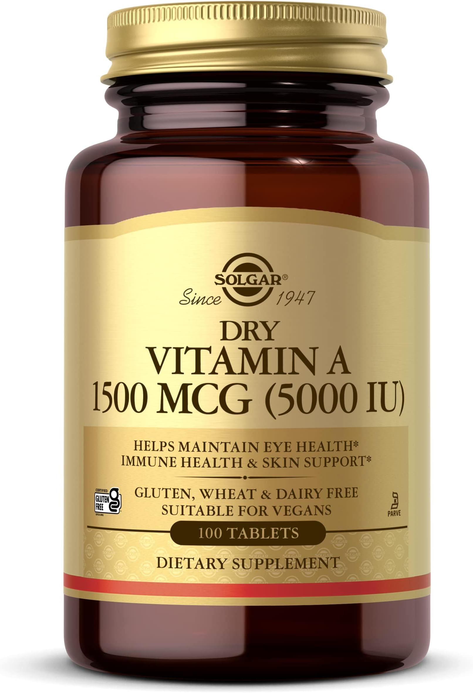 Solgar Dry Vitamin A 1500 Mcg, (5000 Iu) 100 Tablets