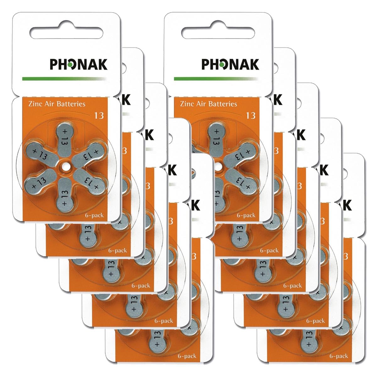 Phonak Size 13 Mercury Free Hearing Aid Battery x60 Cells (10 packets) by KEEPHEARING LTD