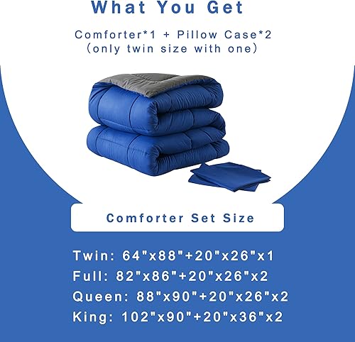 Miniatura 6 de DOWNCOOL - Juego de edredón y fundas de almohada para cama tamaño matrimonial, incluye edredón con relleno alternativo y 2 fundas, juego de 3