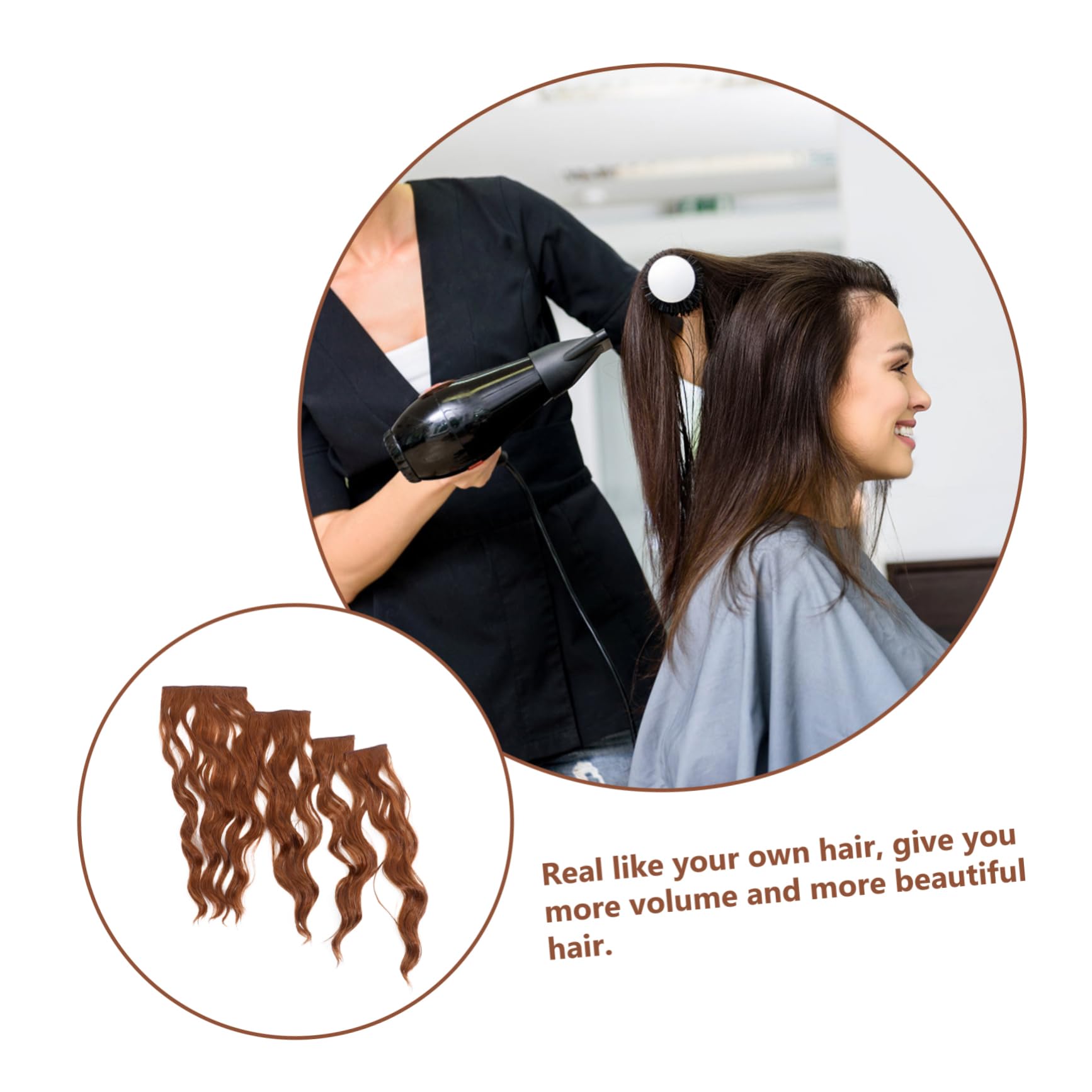 BESTYASH Extension Clip in Chioma Ricci in Seta ad Alta Temperatura 4 Pezzi per Donne, Facile da Applicare e Si Fonde Naturalmente i Chioma Propri