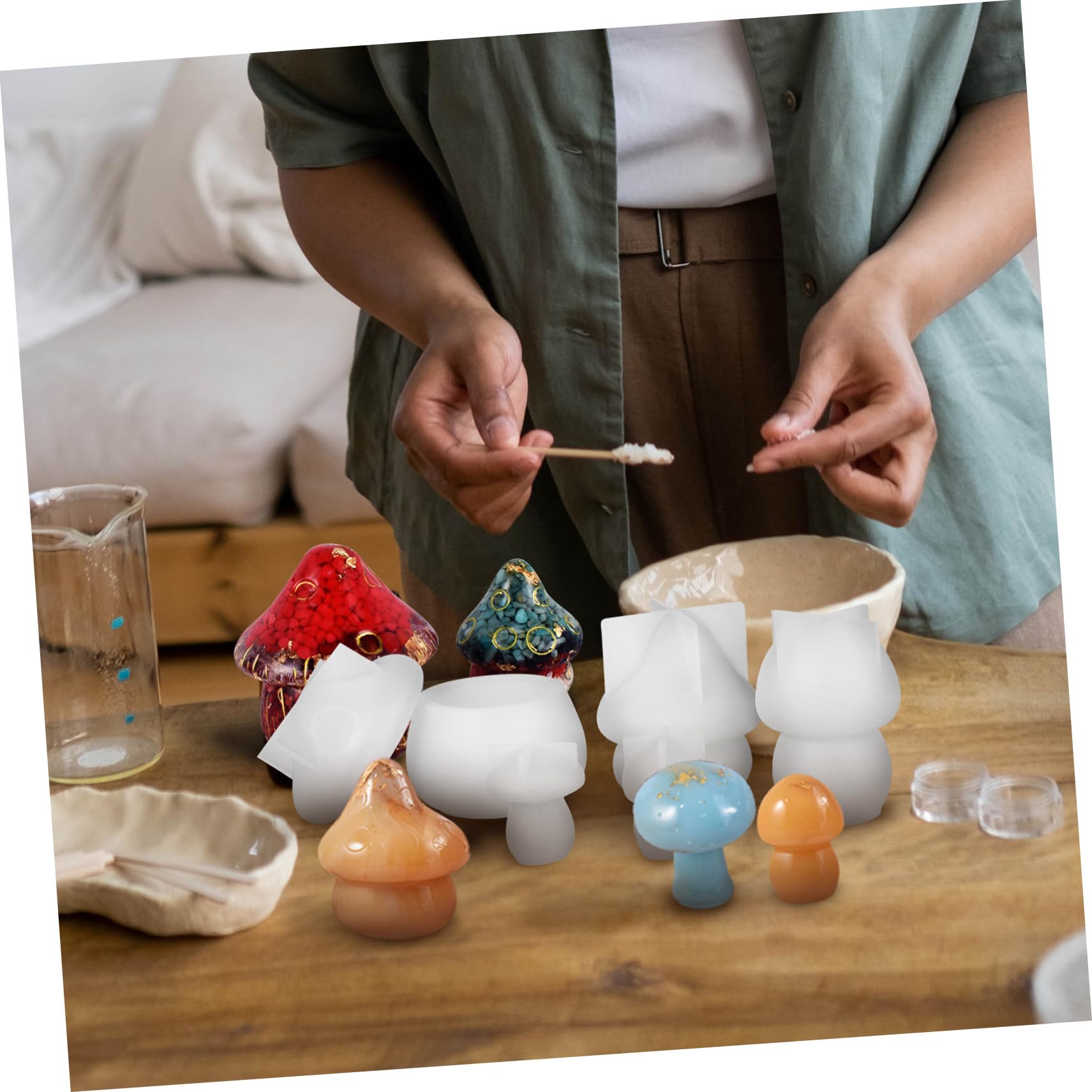 ARTIBETTER 2 Sätze Mushroom Jar Silikonform Diy Gießform Für Kleine Gläser Vielseitig Einsetzbar Aufbewahrungsbehälter Und Stilvolle Dekoration Für Zuhause 5 Stück * 2