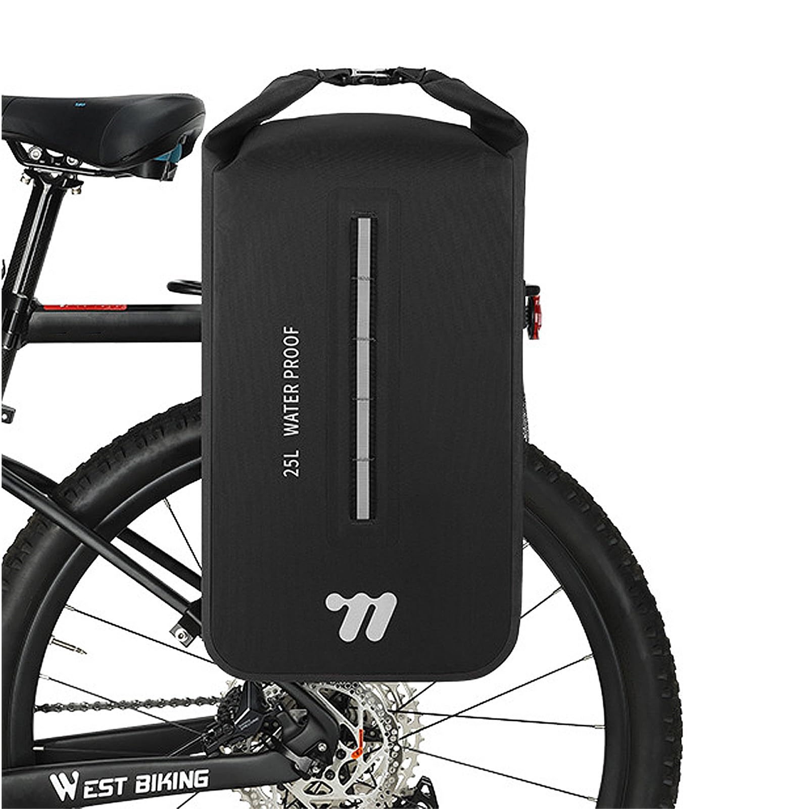 Zaino per Mountain Bike Borsa per Portapacchi Bici Borsa da Ciclismo Resistente All'acqua 25L Borse Laterali Convertibili Portapacchi Posteriore Bicicletta in (Nera)