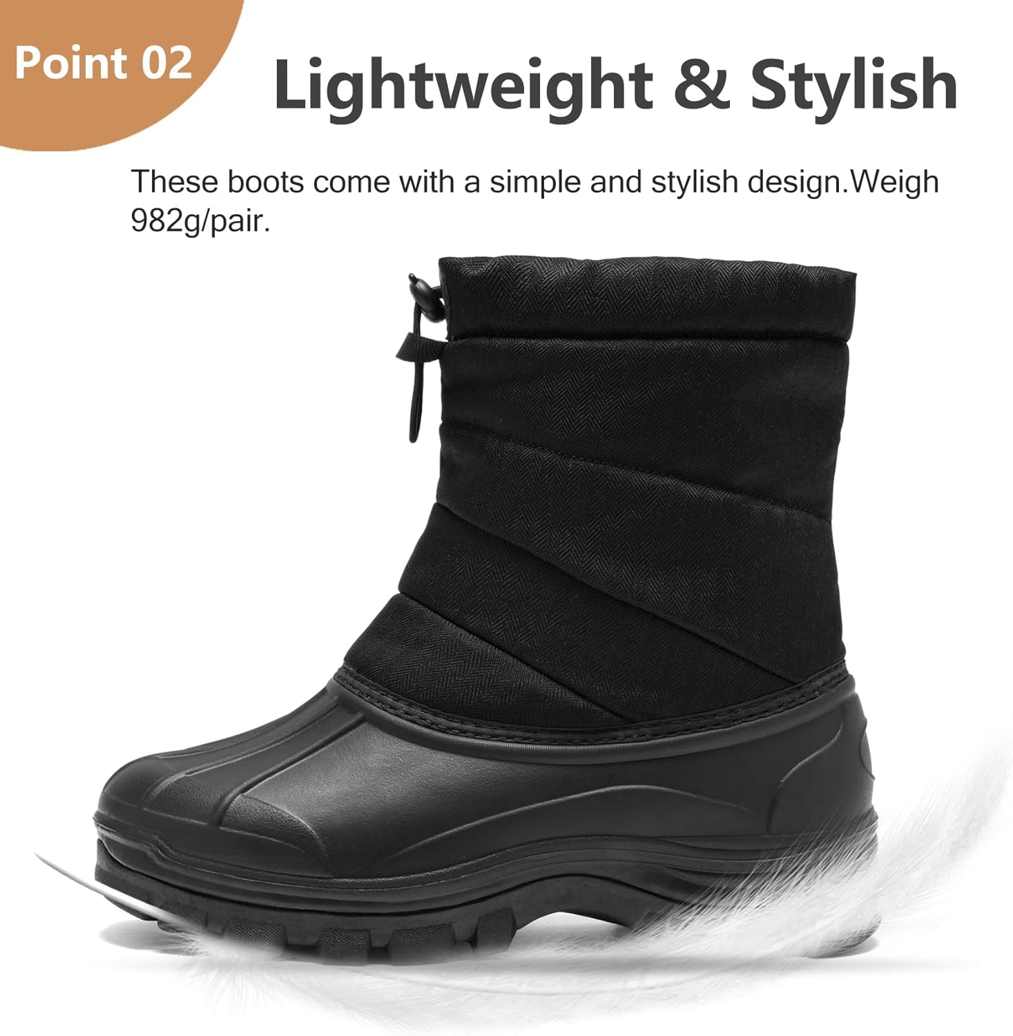 TRAILBLITZ Men's Winter Snow Boots Waterproof Warm Lightweight Non Slip Fur Lined for Outdoor Comfortable Casual Cold Weather - Image 3