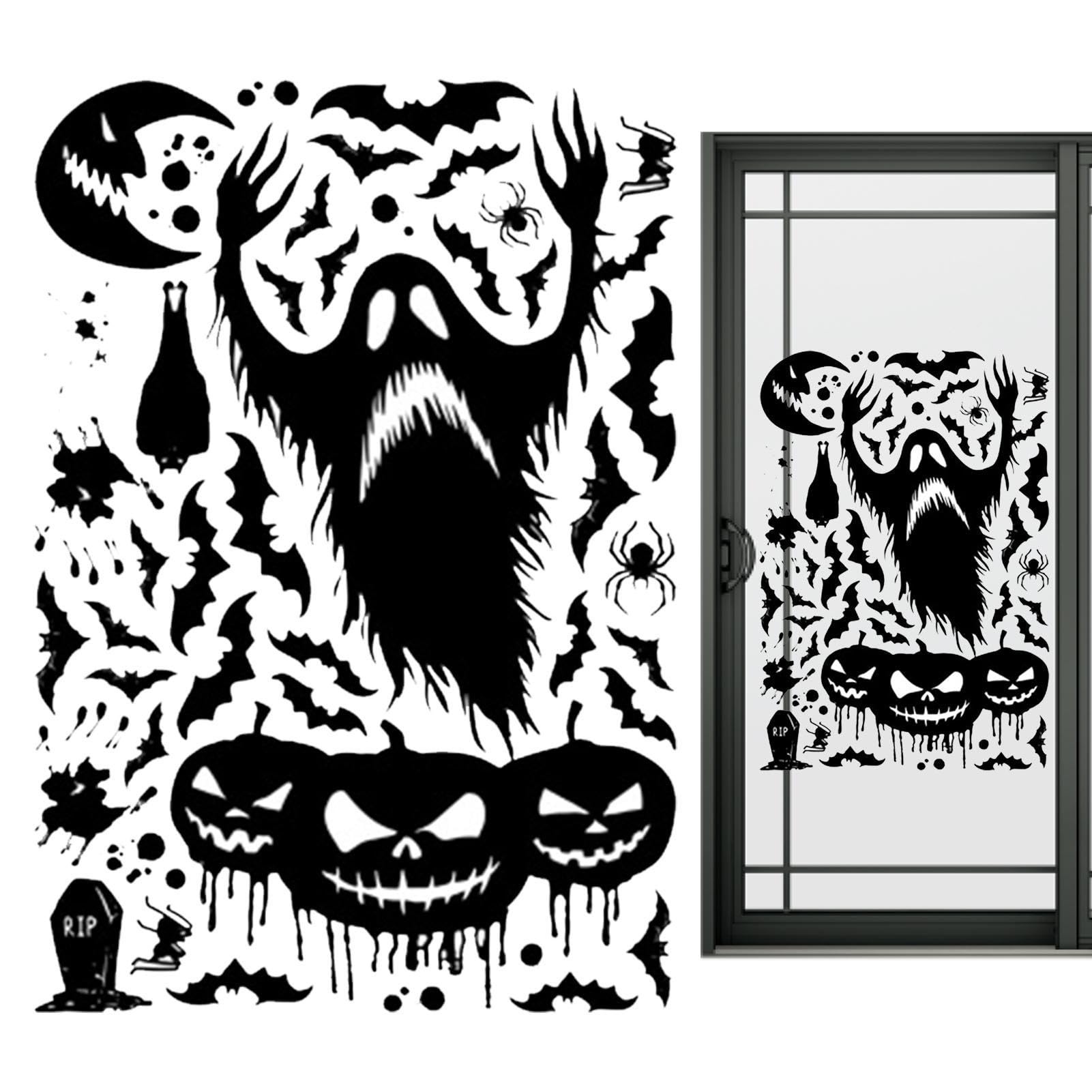 Sulanmo Lot 8 Feuilles Autocollants Fenêtre Halloween - 82 Motifs Squelettes Citrouilles Chauves-Souris Amovibles Sulanmo Lot 8 Feuilles Autocollants Fenêtre Halloween - 82 Motifs Squelettes Citrouilles Chauves-Souris Amovibles