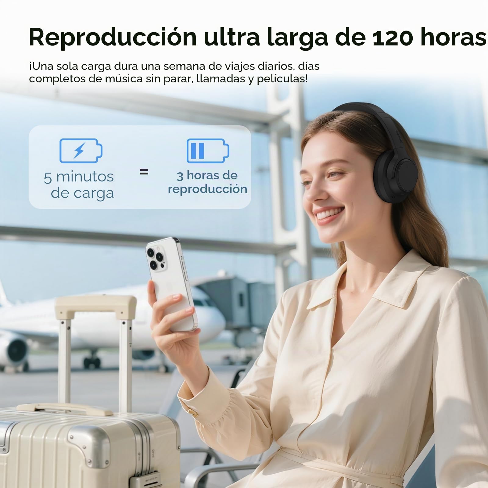 Srhythm Auriculares inalámbricos híbridos NiceComfort 15 (2.ª generación), con cancelación de Ruido, Bluetooth 6.0, Baja latencia, Audio Espacial, ENC, 120 h