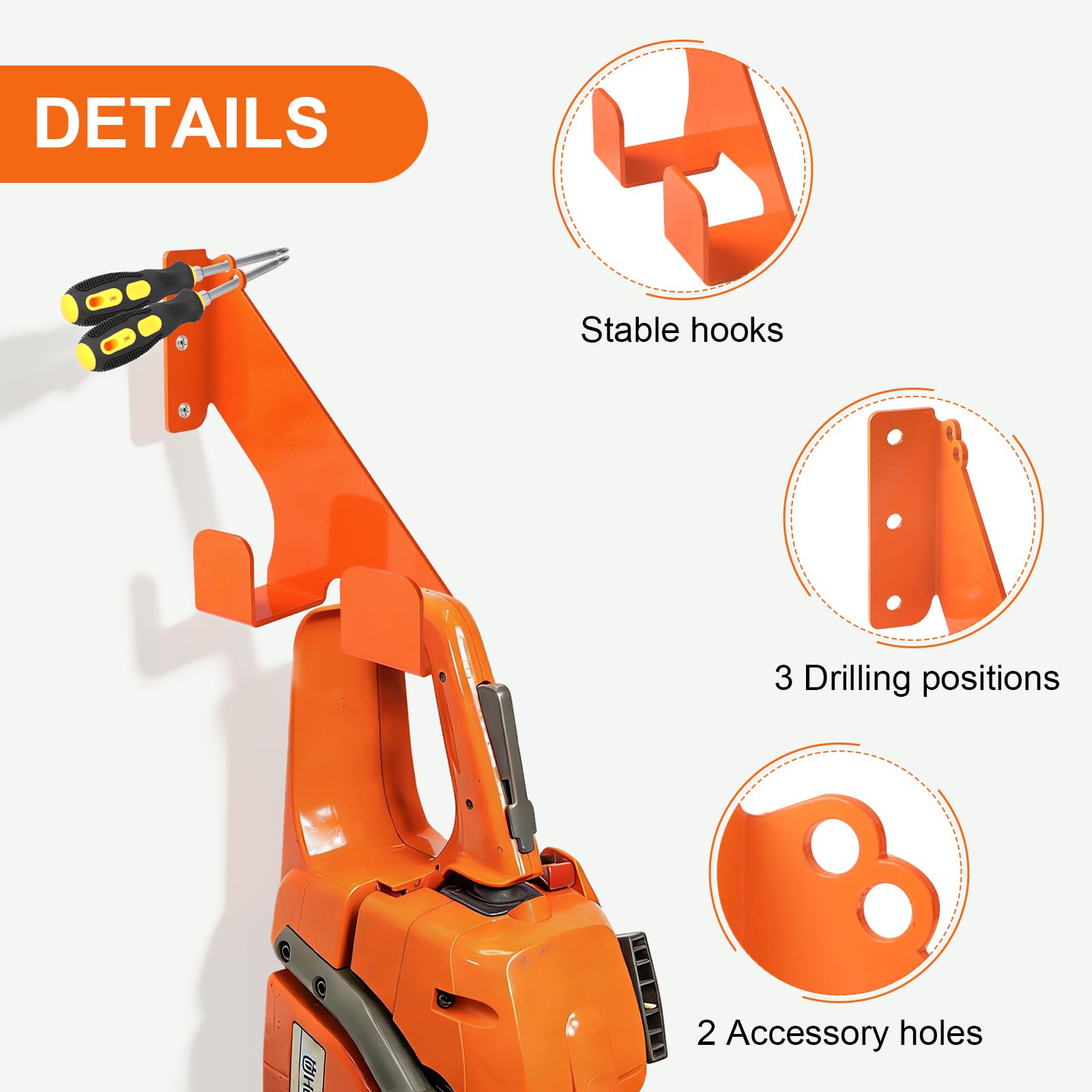 EXLECO Lot de 2 supports muraux pour tronçonneuse - En acier - Pour charge lourde - Compatible avec Stihl Husqvarna Echo